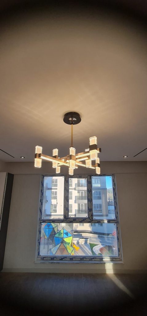 Modern Gold Kristal LED Geometrik Sarkıt Avize